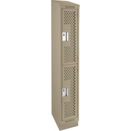 Casiers Clean Line, 2 niveaux, 12" x 15" x 82", Acier, Beige, Rivet (assembl&eacute;), Perfor&eacute; Absolute Business Supply