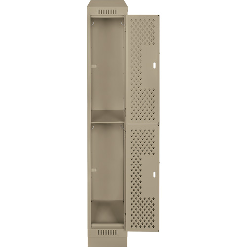 Casiers Clean Line, 2 niveaux, 12" x 15" x 82", Acier, Beige, Rivet (assembl&eacute;), Perfor&eacute; Absolute Business Supply