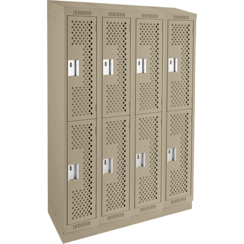 Casiers Clean Line, 2 niveaux, Bloc de 4, 48" x 15" x 82", Acier, Beige, Rivet (assembl&eacute;), Perfor&eacute; Absolute Business Supply