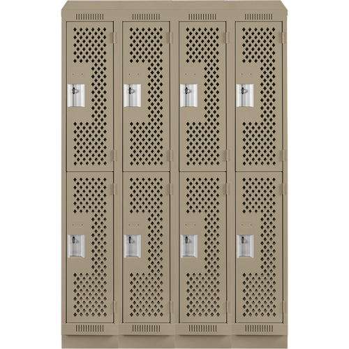 Casiers Clean Line, 2 niveaux, Bloc de 4, 48" x 15" x 82", Acier, Beige, Rivet (assembl&eacute;), Perfor&eacute; Absolute Business Supply