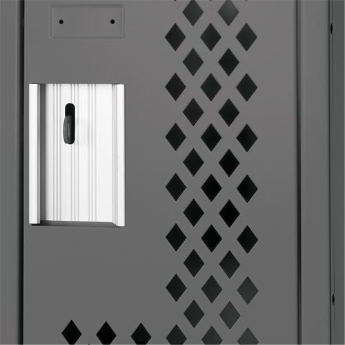 Clean Line Lockers, 3 -tier, 12" x 15" x 82", Steel, Charcoal, Rivet (Assembled), Perforated Absolute Business Supply