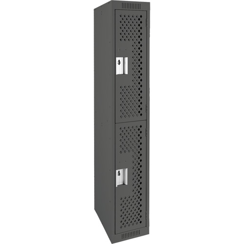 Clean Line Lockers, 2 -tier, 12" x 15" x 72", Steel, Charcoal, Rivet (Assembled), Perforated Absolute Business Supply