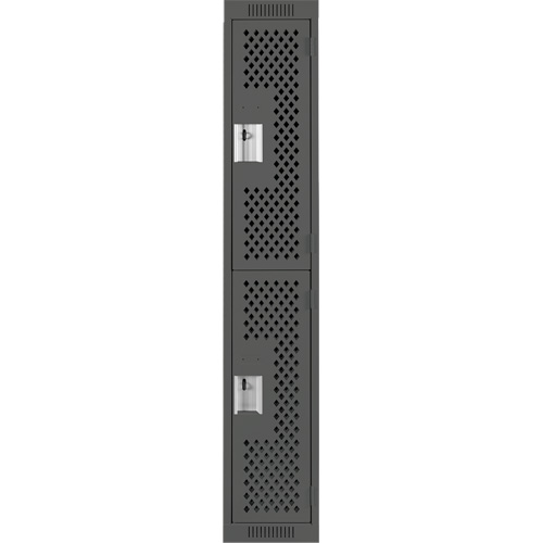 Clean Line Lockers, 2 -tier, 12" x 15" x 72", Steel, Charcoal, Rivet (Assembled), Perforated Absolute Business Supply