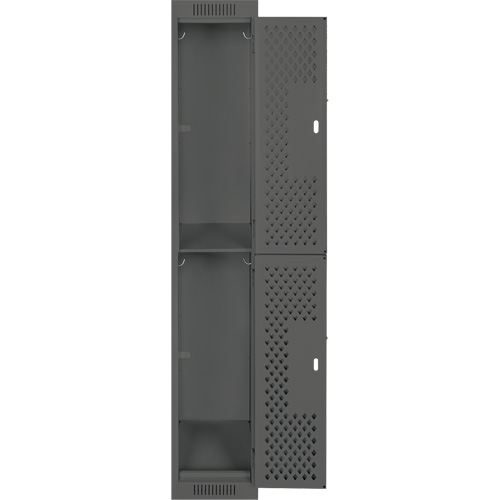Clean Line Lockers, 2 -tier, 12" x 15" x 72", Steel, Charcoal, Rivet (Assembled), Perforated Absolute Business Supply