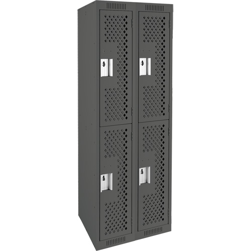 Casiers Clean Line, 2 niveaux, Bloc de 2, 24" x 15" x 72", Acier, Charbon, Rivet (assembl&eacute;), Perfor&eacute; Absolute Business Supply