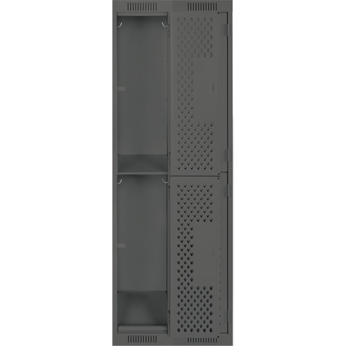 Casiers Clean Line, 2 niveaux, Bloc de 2, 24" x 15" x 72", Acier, Charbon, Rivet (assembl&eacute;), Perfor&eacute; Absolute Business Supply