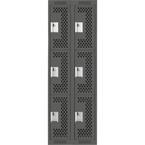 Casiers Clean Line, 3 niveaux, Bloc de 2, 24" x 12" x 72", Acier, Charbon, Rivet (assembl&eacute;), Perfor&eacute; Absolute Business Supply
