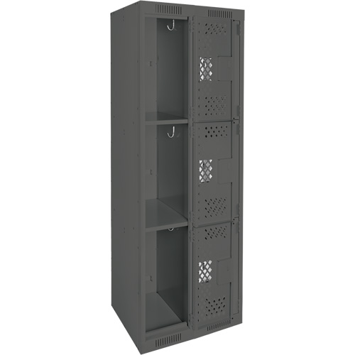 Casiers Clean Line, 3 niveaux, Bloc de 2, 24" x 12" x 72", Acier, Charbon, Rivet (assembl&eacute;), Perfor&eacute; Absolute Business Supply