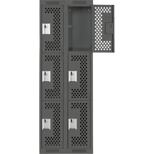 Casiers Clean Line, 3 niveaux, Bloc de 2, 24" x 12" x 72", Acier, Charbon, Rivet (assembl&eacute;), Perfor&eacute; Absolute Business Supply