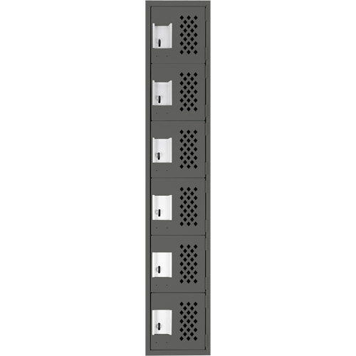 Assembled Lockerettes Clean Line Perforated Economy Lockers, 6 -tier, 18" x 72" x 12", Steel Absolute Business Supply