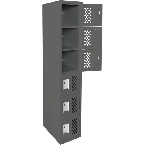 Assembled Lockerettes Clean Line Perforated Economy Lockers, 6 -tier, 18" x 72" x 12", Steel Absolute Business Supply