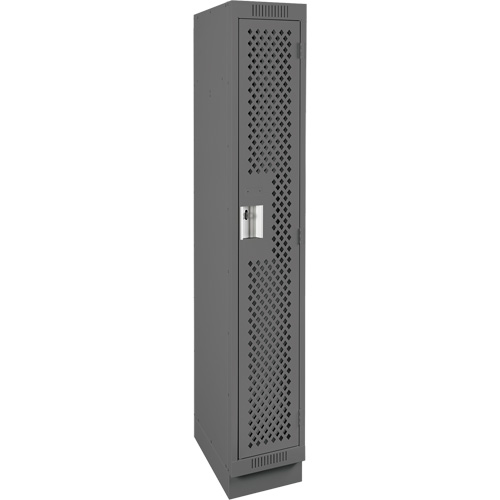 Clean Line Lockers, 12" x 12" x 76", Steel, Charcoal, Rivet (Assembled), Perforated Absolute Business Supply