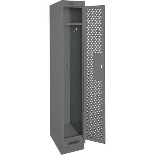 Clean Line Lockers, 12" x 12" x 76", Steel, Charcoal, Rivet (Assembled), Perforated Absolute Business Supply