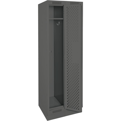 Clean Line Lockers, Bank of 2, 24" x 12" x 76", Steel, Charcoal, Rivet (Assembled), Perforated Absolute Business Supply