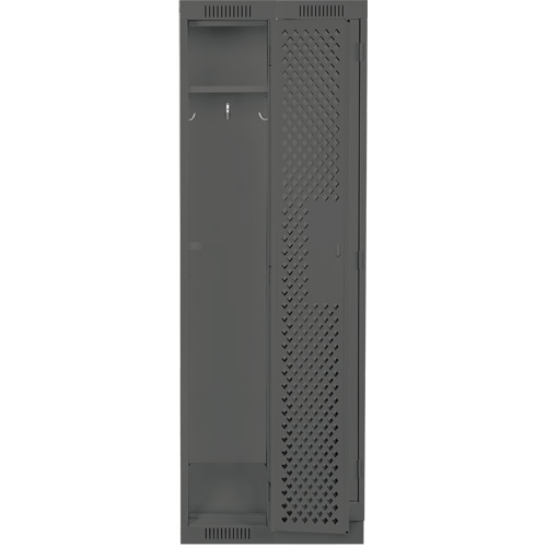 Clean Line Lockers, Bank of 2, 24" x 12" x 76", Steel, Charcoal, Rivet (Assembled), Perforated Absolute Business Supply