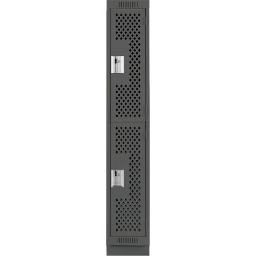 Clean Line Lockers, 2 -tier, 12" x 15" x 76", Steel, Charcoal, Rivet (Assembled), Perforated Absolute Business Supply