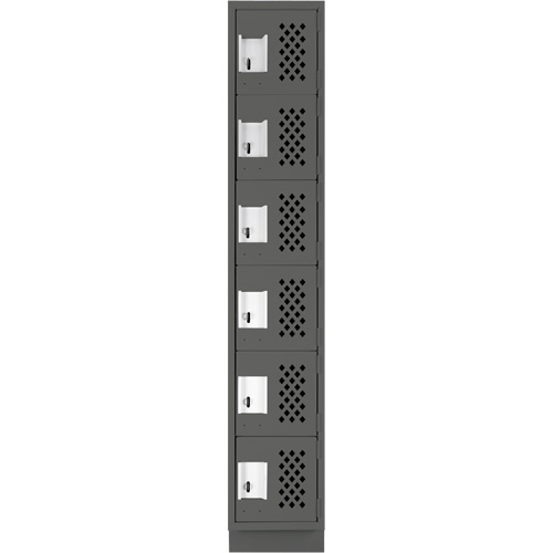 Assembled Lockerettes Clean Line Perforated Economy Lockers, 6 -tier, 18" x 72" x 12", Steel Absolute Business Supply