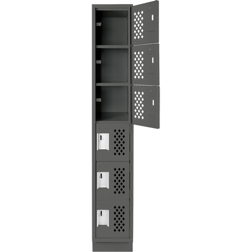 Assembled Lockerettes Clean Line Perforated Economy Lockers, 6 -tier, 18" x 72" x 12", Steel Absolute Business Supply