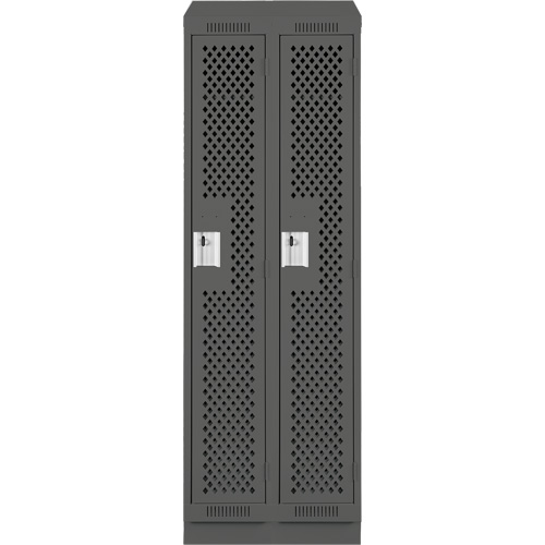 Clean Line Lockers, Bank of 2, 24" x 18" x 82", Steel, Charcoal, Rivet (Assembled), Perforated Absolute Business Supply