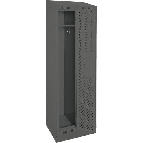 Clean Line Lockers, Bank of 2, 24" x 18" x 82", Steel, Charcoal, Rivet (Assembled), Perforated Absolute Business Supply