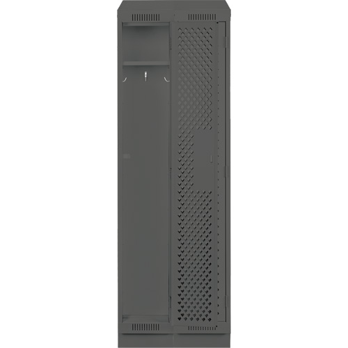 Clean Line Lockers, Bank of 2, 24" x 18" x 82", Steel, Charcoal, Rivet (Assembled), Perforated Absolute Business Supply