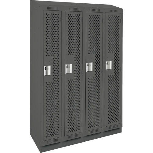 Casiers Clean Line, Bloc de 4, 48" x 18" x 82", Acier, Charbon, Rivet (assembl&eacute;), Perfor&eacute; Absolute Business Supply