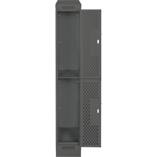 Casiers Clean Line, 2 niveaux, 12" x 15" x 82", Acier, Charbon, Rivet (assembl&eacute;), Perfor&eacute; Absolute Business Supply