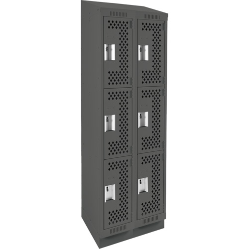 Casiers Clean Line, 3 niveaux, Bloc de 2, 24" x 18" x 82", Acier, Charbon, Rivet (assembl&eacute;), Perfor&eacute; Absolute Business Supply