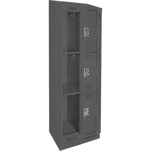 Casiers Clean Line, 3 niveaux, Bloc de 2, 24" x 18" x 82", Acier, Charbon, Rivet (assembl&eacute;), Perfor&eacute; Absolute Business Supply