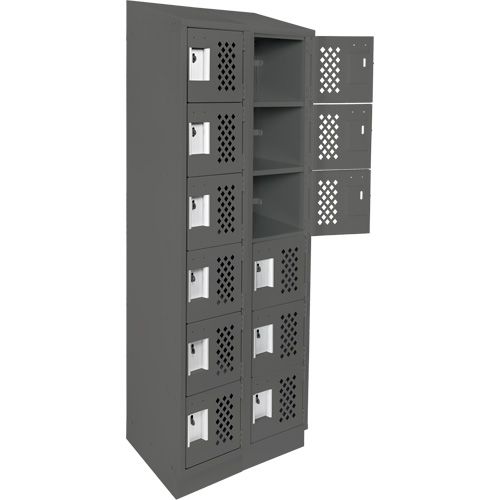Clean-Line Perforated Lockerette, 6 -tier, Bank of 2, 15" x 72" x 12", Steel Absolute Business Supply