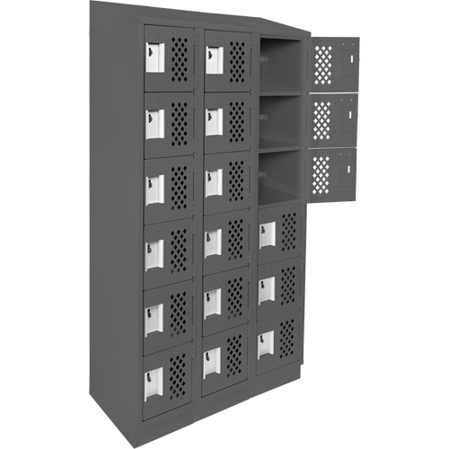 Clean-Line Perforated Lockerette, 6 -tier, Bank of 3, 15" x 72" x 12", Steel Absolute Business Supply