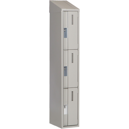 Concorde Heavy-Duty Lockers, 3 -tier, 12" x 18" x 78", Steel, Grey, Welded (Assembled) Absolute Business Supply