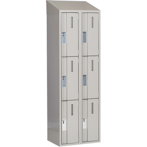 Concorde Heavy-Duty Lockers, 3 -tier, Bank of 2, 24" x 18" x 78", Steel, Grey, Welded (Assembled) Absolute Business Supply