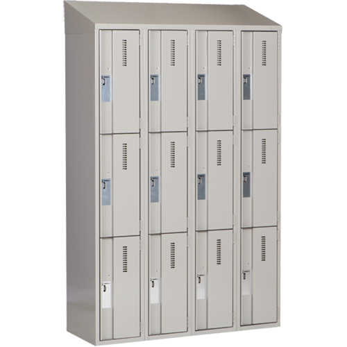 Concorde Heavy-Duty Lockers, 3 -tier, Bank of 4, 48" x 18" x 78", Steel, Grey, Welded (Assembled) Absolute Business Supply