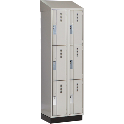 Concorde Heavy-Duty Lockers, 3 -tier, Bank of 2, 24" x 18" x 82", Steel, Grey, Welded (Assembled) Absolute Business Supply
