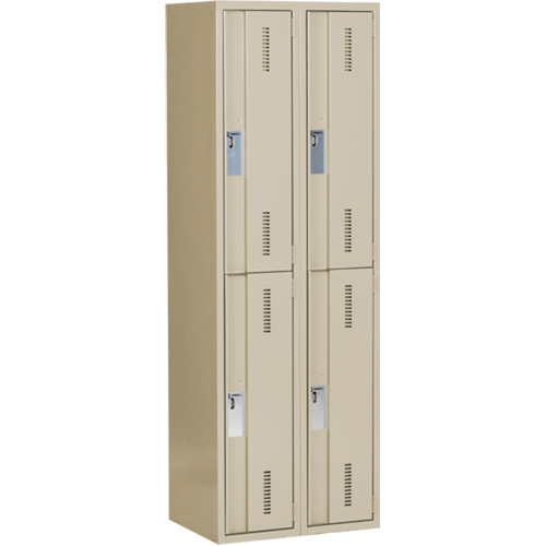 Concorde Heavy-Duty Lockers, 2 -tier, Bank of 2, 24" x 18" x 72", Steel, Beige, Welded (Assembled) Absolute Business Supply