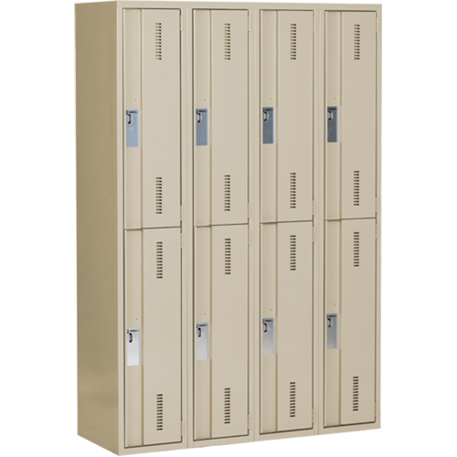 Casiers robustes Concorde, 2 niveaux, Bloc de 4, 48" x 18" x 72", Acier, Beige, Soud&eacute; (assembl&eacute;) Absolute Business Supply