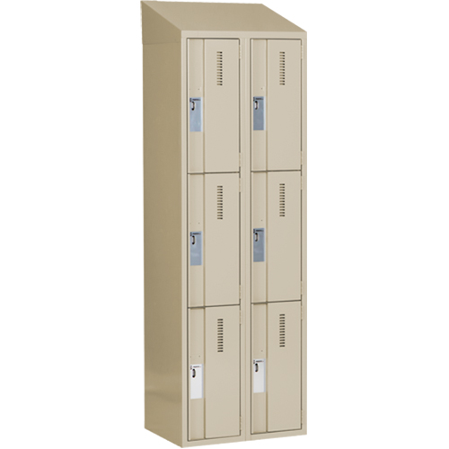 Concorde Heavy-Duty Lockers, 3 -tier, Bank of 2, 24" x 18" x 78", Steel, Beige, Welded (Assembled) Absolute Business Supply