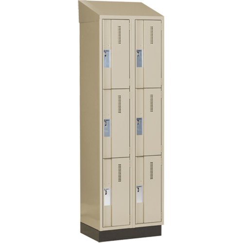 Casiers robustes Concorde, 3 niveaux, Bloc de 2, 24" x 18" x 82", Acier, Beige, Soud&eacute; (assembl&eacute;) Absolute Business Supply