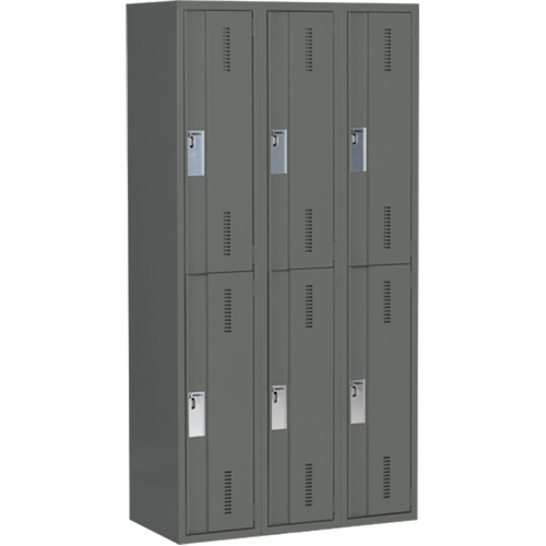 Casiers robustes Concorde, 2 niveaux, Bloc de 3, 36" x 18" x 72", Acier, Charbon, Soud&eacute; (assembl&eacute;) Absolute Business Supply
