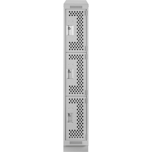 Casiers Clean Line, 3 niveaux, 12" x 12" x 72", Acier, Gris, Rivet (assembl&eacute;), Perfor&eacute; Absolute Business Supply