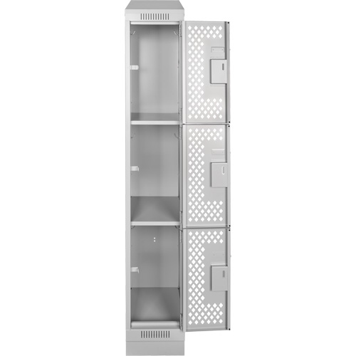 Casiers Clean Line, 3 niveaux, 12" x 12" x 72", Acier, Gris, Rivet (assembl&eacute;), Perfor&eacute; Absolute Business Supply