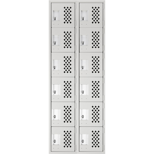 Clean Line Lockerettes, 6 -tier, Bank of 2, 18" x 72" x 12", Steel Absolute Business Supply