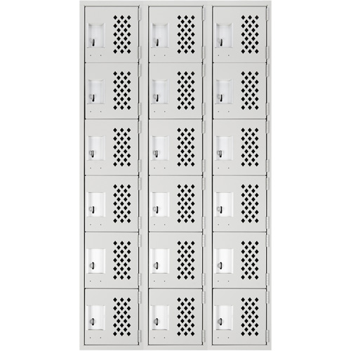 Clean Line Lockerettes, 6 -tier, Bank of 3, 18" x 72" x 12", Steel Absolute Business Supply