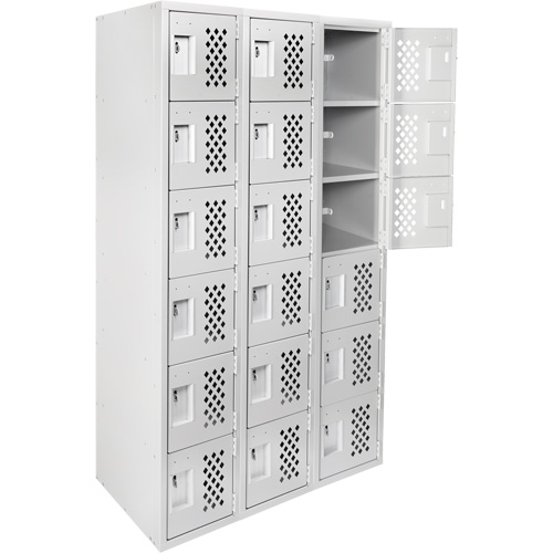 Clean Line Lockerettes, 6 -tier, Bank of 3, 18" x 72" x 12", Steel Absolute Business Supply