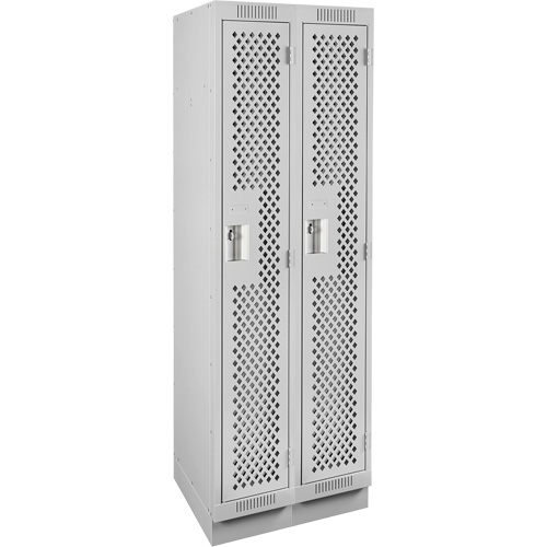 Clean Line Lockers, Bank of 2, 24" x 12" x 76", Steel, Grey, Rivet (Assembled), Perforated Absolute Business Supply