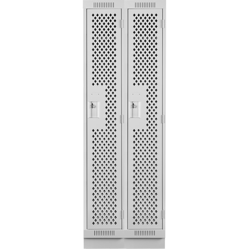 Clean Line Lockers, Bank of 2, 24" x 12" x 76", Steel, Grey, Rivet (Assembled), Perforated Absolute Business Supply