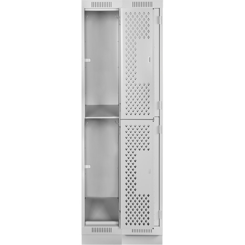 Casiers Clean Line, 2 niveaux, Bloc de 2, 24" x 15" x 76", Acier, Gris, Rivet (assembl&eacute;), Perfor&eacute; Absolute Business Supply