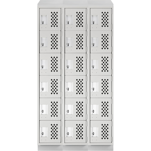 Clean-Line Perforated Lockerette, 6 -tier, Bank of 3, 15" x 72" x 12", Steel Absolute Business Supply