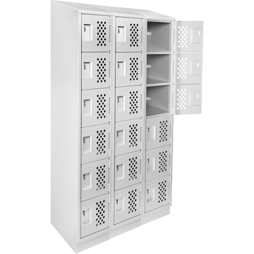Clean-Line Perforated Lockerette, 6 -tier, Bank of 3, 15" x 72" x 12", Steel Absolute Business Supply